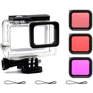 Voor Gopro 5 waterproof Case Behuizing Onderwater + Duiken Filter Rood Roze Paars Voor Go Pro Hero 5 6 7 zwarte Accessoires