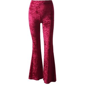 Flare broek vrouwen Elastische taille pleuche hoge taille leggings herfst winter mode broek club broek Zwart rood