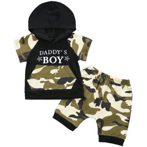 Papa Jongen Baby Kids Jongen Kleding Sets 0-24M Camouflage Hoodie Tops + Shorts Zomer Kleding Outfit