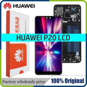 100% Originele LCD Met Frame Voor Huawei P20 EML-L09 EML-L22 EML-L29 EML-AL00 Lcd Touch Screen Digitizer Vergadering Vervangen
