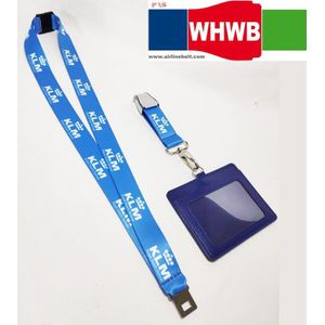 KLM Koninklijke Nederlandse Airlines-Koninklijke Luchtvaart lanyard ID badge card case houder pilot flight crew bedrijf kantoor telefoon bandjes