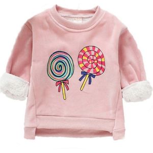 Baby Kleding Meisje Cartoon Print Lange Mouwen Baby Meisje Trui Top Winter Warm Plus Fluwelen Kinderkleding Trui