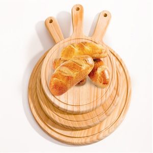 Houten Pizza Board Ronde Met Hand Pizza Pan Bakplaat Pizza Steen Snijplank Platter Pizza Bamboe Cake Bakvormen Gereedschap