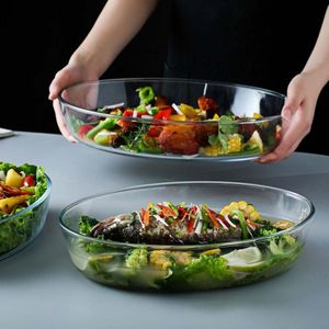 1.5/2/3L Hoge Borosilicaatglas Vis Schotel Plaat Keuken Magnetron Veilig Verwarming Kom Huishouden Salade Eten plaat Servies