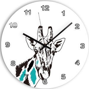 Cartoon Zebra Acryl Digitale Wandklok Modern Stille Ronde Woonkamer Decoratieve Klok op de Muur Home Decor