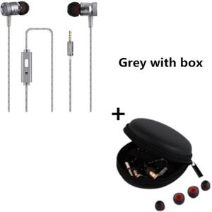 Luxe Hifi Zware Bass Oortelefoon Metal Muziek Stereo Wired Hoofdtelefoon Met Microfoon 3.5Mm Jack Oordopjes Headset + Zwarte Rits doos