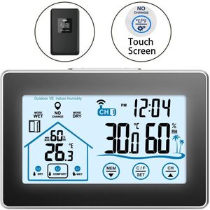 Draadloze Weerstation Touch Screen Thermometer Hygrometer Indoor Outdoor Wifi Weerbericht Sensor Klok-20C-60C