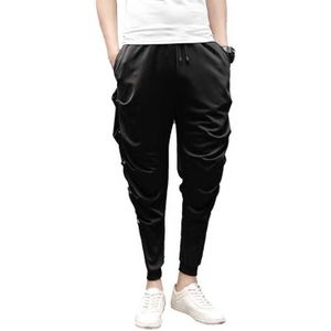 Idopy Mens Koreaanse Punk Mode Gothic Stijl Harembroek Kalf-Lengte Bezaaid Losse Fit Druppel Kruis Broek Voor Man