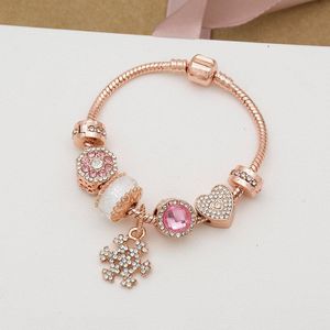 Rose Gold Daisy Serie Briljante Upgrade Charm Kralen Armband Set Romantische Vrouwelijke Armband