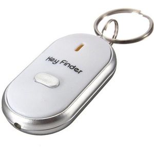 1 Pcs Witte Led Key Finder Locator Vind Verloren Sleutels Chain Sleutelhanger Whistle Sound Control