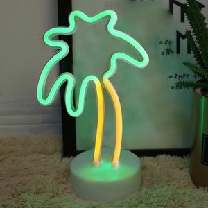 USB LED Neon Nachtlampje Flamingo Cactus Patroon Tafellamp Thuis Slaapkamer Decoratie Bedlampje Kind AA Batterij Aangedreven