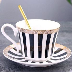 Beknopte-Streijs Chinese Koffie Hoofd Plaat, Plaat Met Gouden Lepel, Elegante Keramische, Porselein Koffie
