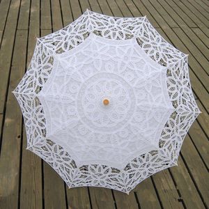 Mode Kant Zon Bruids Paraplu Parasol Borduurwerk Paraplu Wit Ivoor Weddingombrelle Dentelle Parapluie Mariage