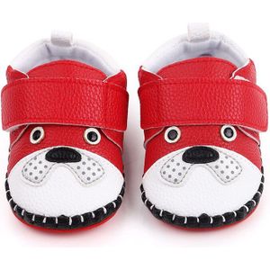 0-18 maanden Cartoon dier hond baby meisje lederen schoenen meisje Rubber Slip-On Ronde Teen Reliëf Lederen PU peuter jongen schoenen