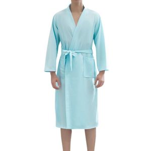 Mens Gewaad Zachte Absorberende Lichtgewicht Lange Kimono Mannelijke Wafel Spa Badjas Mannen Pyjama