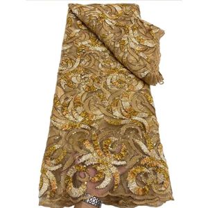 Sequin African French Net Lace Fabric 2022 Yellow Tulle Mesh Lace Bridal Nigerian Wedding Dress Lace For Woman