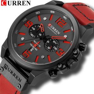 Curren Top Luxe Mannen Sport Horloge Waterdicht Lederen Band Quartz Klok Chronograaf Datum Horloge Relogio Masculino 8314