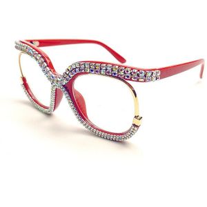Retro Vierkante Optische Brilmonturen Mannen Vrouwen Crystal Luxe Glazen Clear Lens Brillen Frame Diamant Brillen Recept