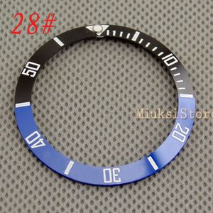 38mm zwart en blauwe keramische bezel voor mannen/vrouwen horloges mechanische horloge bezel