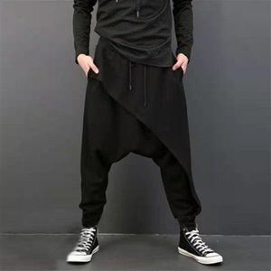 Zwart Grijs Casual Cross-broek Mannen Elastische Taille Volledige Lengte Losse Hiphop Mannelijke Broek Mode Heren joggers YT50125