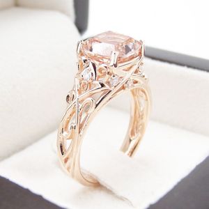 Exquisite Rose Gold Plated Champagne Zirkoon Wedding Ring Cocktail Party Bridal Ring Wedding Band Promise Ring Engagement Sieraden