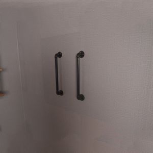 Douche Badkamer Industriële Ijzeren Pijp Retro Handdoek Rail Rack Zwart Ijzer Handdoek Rail Houder Opknoping Planken Met Schroeven