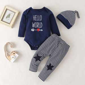 Pasgeboren Baby Baby Jongens Meisjes Hart Print Romper Ster Streep Broek Outfits Sweatshirt Tops Broek Outfit Lente