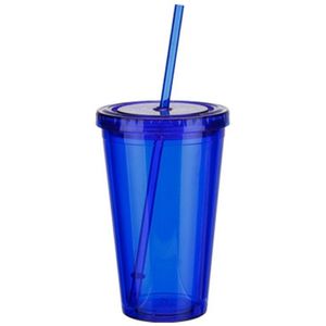 1Pc 500Ml Dubbelwandige Ijs Koud Drankje Mok Sap Thee Cup Met Stro Herbruikbare Smoothie plastic Iced Tumbler