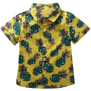 Baby Baby Jongens Zomer Katoen Korte Mouw T-shirt Ananas Gedrukt Spread Kraag Button Down Tops Kids Beach Casual Shirt