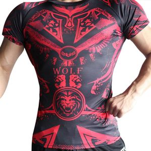 Zomer Sport T-shirt mannen Korte mouwen Ronde hals Strakke Droger Fitness Pak