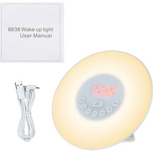 Wake Up Light Digitale Klok Touch Control Zonsondergang Simulatie Fm Wekker 7 Kleuren Licht Natuur Geluiden Snooze Thuis Decoratie