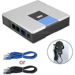 1Set VOIP Gateway 2 Poorten SIP V2 Protocol Internet Telefoon Voice Adapter met Netwerk Kabel voor Linksys PAP2T AU /EU/US/UK Plug