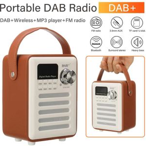 Dab Lcd-scherm Fm Ontvanger Retro Hout Usb Stereo Digitale Radio Handsfree Draagbare Oplaadbare MP3 Audio Bluetooth
