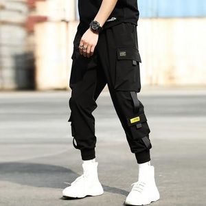 Mannen Casual Elastische Tailleband Enkel Gebonden Zakken Cargo Broek Trekkoord Broek Casual Cargo Werkkleding Broek Broek