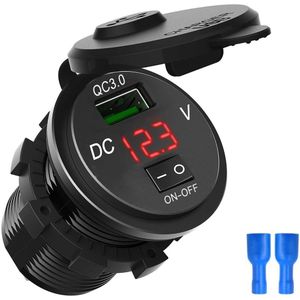 Usb Autolader Quick Charge 3.0 Socket Digitale Display Voltmeter Aan-uit Schakelaar Voor Auto Marine Atv Motorfiets Levert