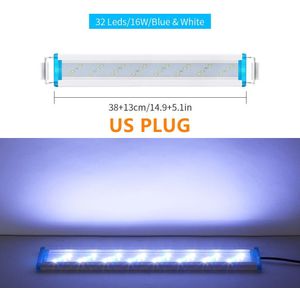 Aquarium Led Licht Super Slim Fish Tank Aquatic Plant Groeien Verlichting Waterdichte Bright Clip Lamp Blauwe Led 18-58cm Voor Fish Tank