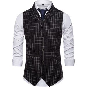 mannen Single-breasted Plaid Vest met Pak Kraag