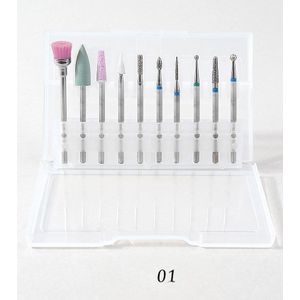 10Pcs Nagel Boren 3/32 Inch Diamond Frezen Voor Manicure Carbide Kits Nail File Bits Nail Art Gereedschap accessoire