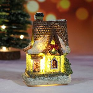 Kerstverlichting Hars Miniatuur Huis Meubelen Led Huis Versieren Creatieve Kerstcadeaus Verlichting Party 03