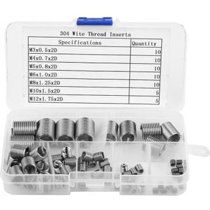 60 stks/set M3-M12 Schroefdraad Inserts Rvs Opgerolde Draad Spiraalvormige Schroefdraad Insert Assortiment Kit Bevestigingsmiddelen Reparatie Tools