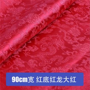 2 PCS Dragon Phoenix Rood Satijn Geborduurde Jacquard Textiel DIY Naaien Voor Beddengoed Kleren Thuis Rode Stof Bruiloft Stof