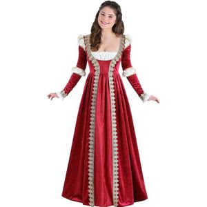 Vrouwen Middeleeuwse Kostuum Vintage Renaissance Prinses Jurk Vierkante Kraag Lace Up Paleis Koningin Vestido Middeleeuwse Avondjurk