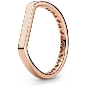 Originele Rose Handtekening Bar Stapelen Liefde Hart Ring Voor Vrouwen 925 Sterling Zilveren Ring Huwelijkscadeau Diy Europa Sieraden