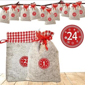10*15Cm Kerst Advent Kalender Vilt Zak Bags Voor Kerst Countdown Kerst Advent Kalender Zakken Set