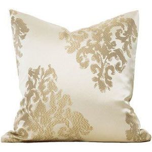 Dunxdeco Kussenhoes Decoratieve Kussensloop Moderne Eenvoudige Luxe Goud Champagne Kleur Leaf Geometrische Jacquard Art Coussin