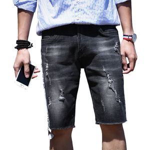 Zwart Shorts Mannen Print Korte Jeans Rechte Katoenen Shorts Jean Bermuda Mannelijke Denim Kleding Maat 29-37