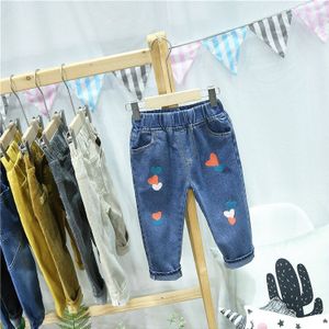 ! Lente Herfst Meisjes Katoenen Jeans Kinderen Bounce Broek Denim Broek Kinderen Kinderen