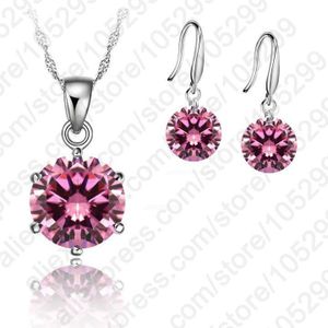 Mode Crystal Sieraden Set Zirconia Cz Hanger Ketting 925 Sterling Zilveren Sieraden Set Voor Vrouwen Liefhebbers