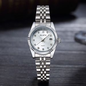 Casual Lichtgevende Diamant Britse Horloge Paar Horloge Vrouwen Luxe Quartz Horloges Roestvrij Staal Papier Ronde