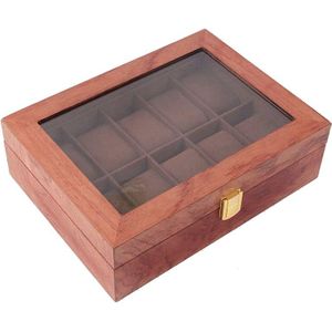 Retro Houten Horloge Display Case Duurzaam Verpakking Houder Sieraden Collection Opslag Horloge Organizer Box Kist